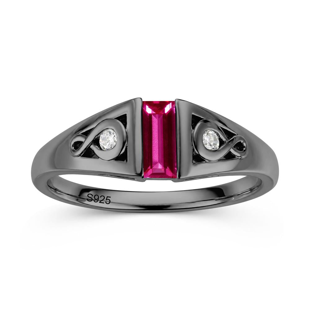 Vintage Rectangle Cut Sapphire Infinity Ring - LUO Jewelry #gemstone_Ruby
