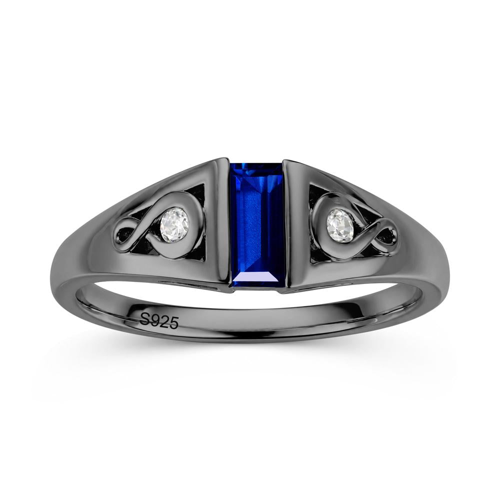 Vintage Rectangle Cut Sapphire Infinity Ring - LUO Jewelry #gemstone_Sapphire