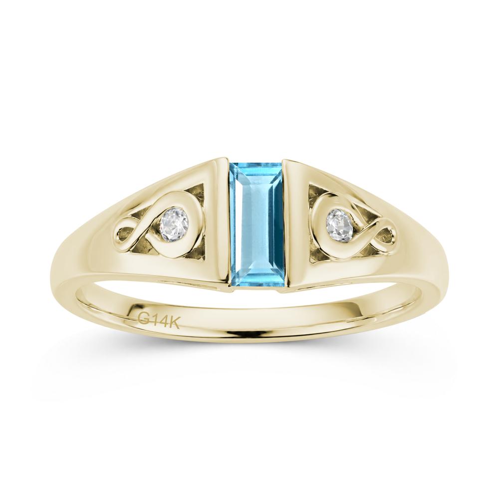Vintage Rectangle Cut Sapphire Infinity Ring - LUO Jewelry #gemstone_Swiss Blue Topaz