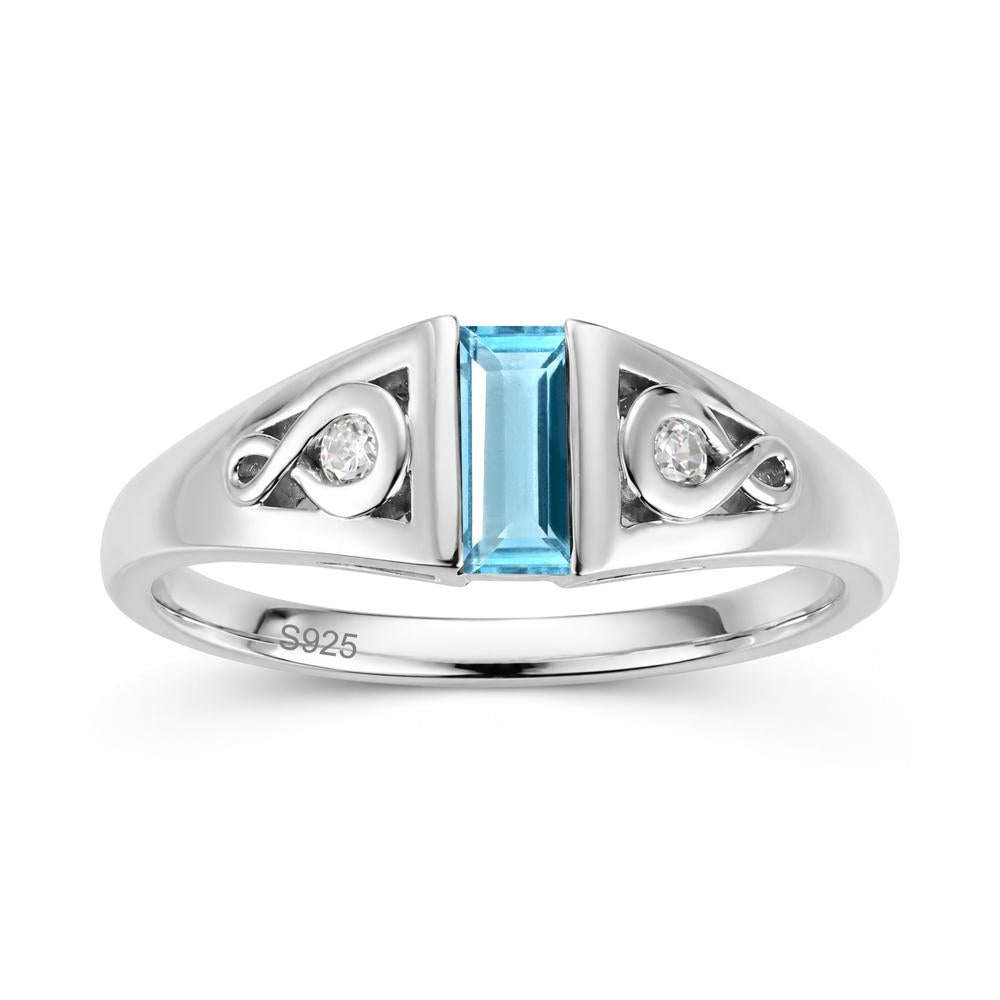 Vintage Rectangle Cut Sapphire Infinity Ring - LUO Jewelry #gemstone_Swiss Blue Topaz