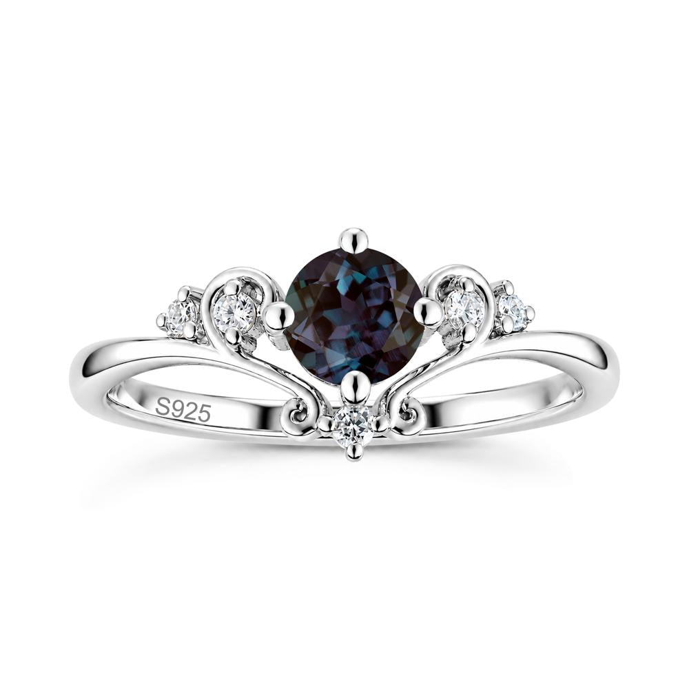 Vintage Round Cut Sapphire Swirl Vine Ring - LUO Jewelry #gemstone_Alexandrite