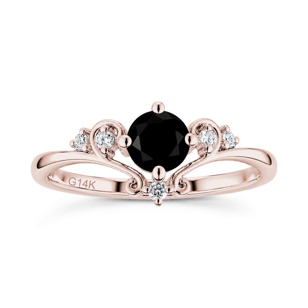 Vintage Round Cut Sapphire Swirl Vine Ring - LUO Jewelry #gemstone_Black Spinel