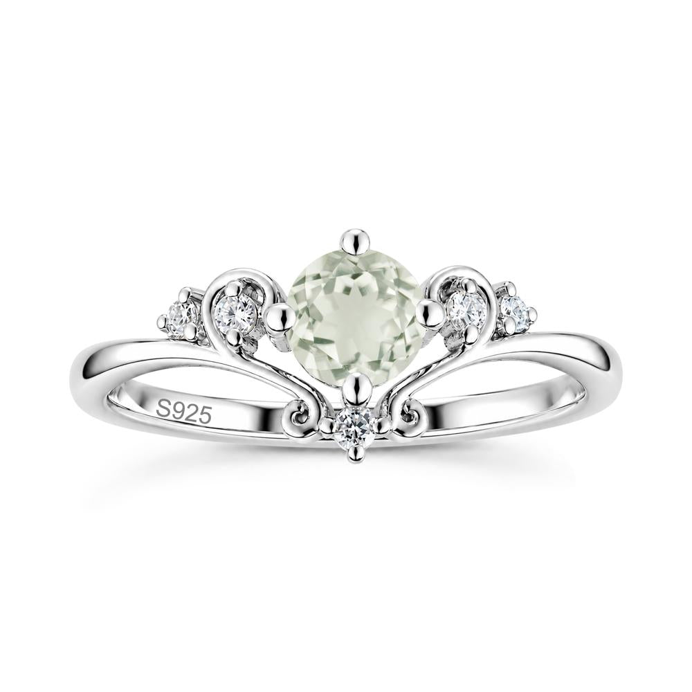 Vintage Round Cut Sapphire Swirl Vine Ring - LUO Jewelry #gemstone_Green Amethyst