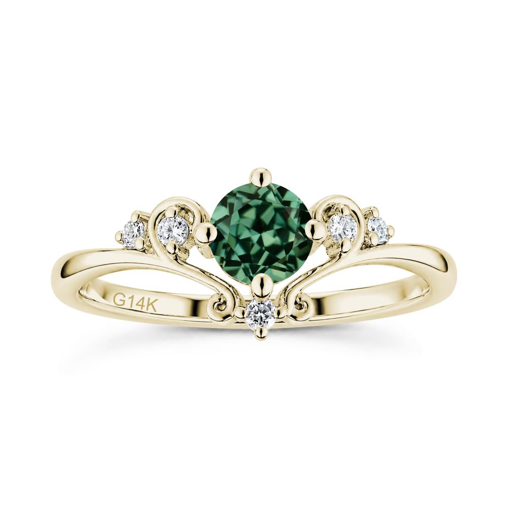 Vintage Round Cut Sapphire Swirl Vine Ring - LUO Jewelry #gemstone_Green Sapphire