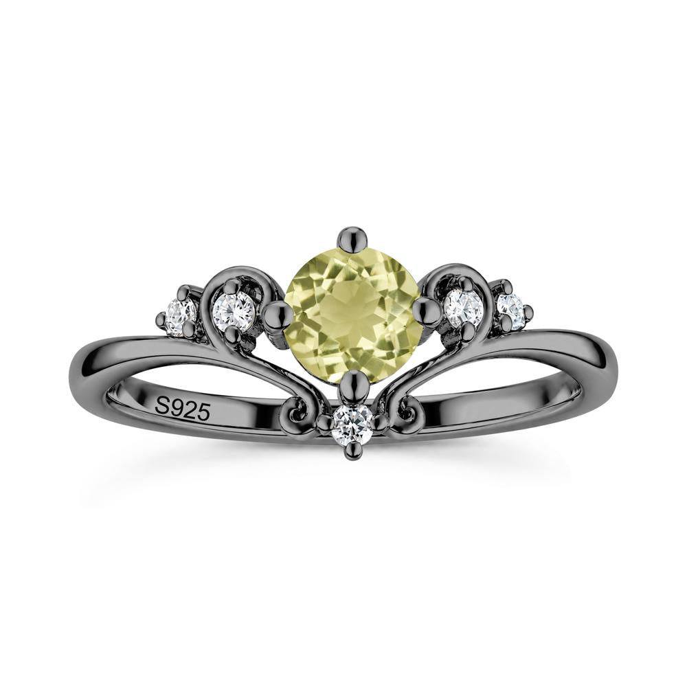 Vintage Round Cut Sapphire Swirl Vine Ring - LUO Jewelry #gemstone_Lemon Quartz