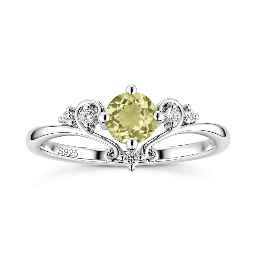 Vintage Round Cut Sapphire Swirl Vine Ring - LUO Jewelry #gemstone_Lemon Quartz