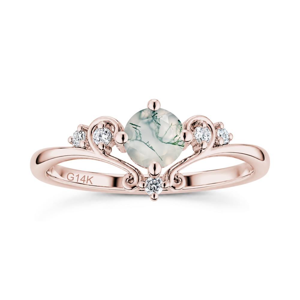 Vintage Round Cut Sapphire Swirl Vine Ring - LUO Jewelry #gemstone_Moss Agate