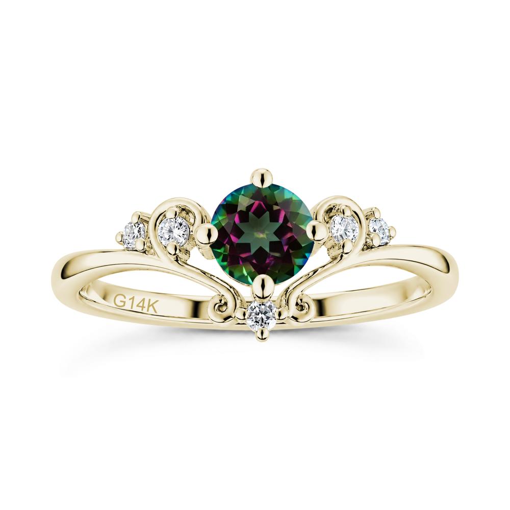 Vintage Round Cut Sapphire Swirl Vine Ring - LUO Jewelry #gemstone_Mystic Topaz