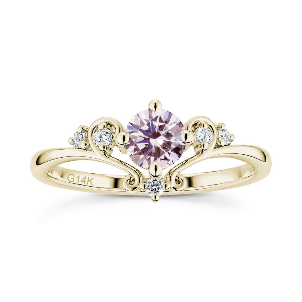 Vintage Round Cut Sapphire Swirl Vine Ring - LUO Jewelry #gemstone_Pink Cubic Zirconia