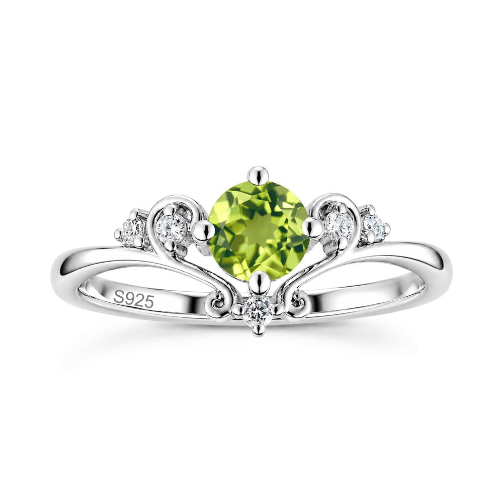 Vintage Round Cut Sapphire Swirl Vine Ring - LUO Jewelry #gemstone_Peridot