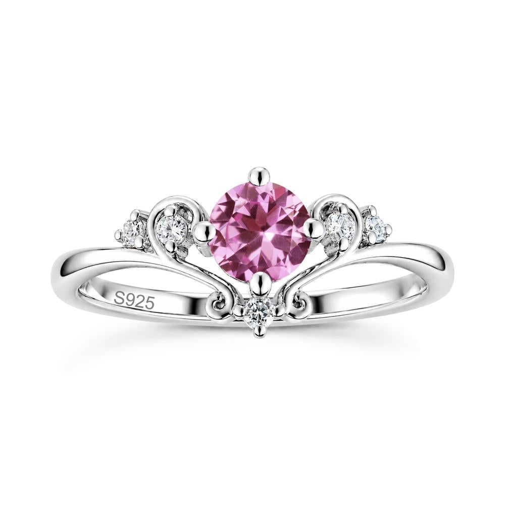 Vintage Round Cut Sapphire Swirl Vine Ring - LUO Jewelry #gemstone_Pink Sapphire