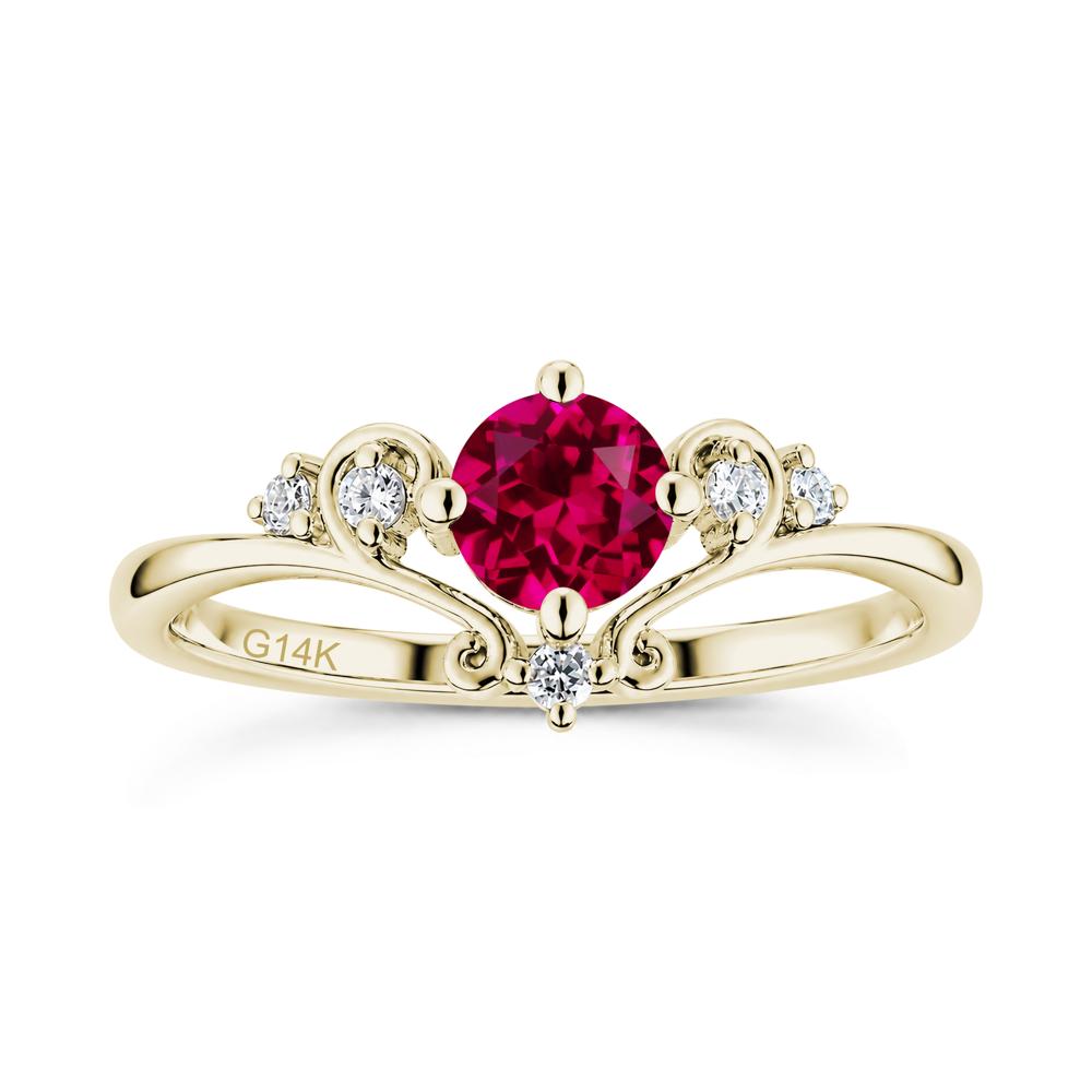 Vintage Round Cut Sapphire Swirl Vine Ring - LUO Jewelry #gemstone_Ruby