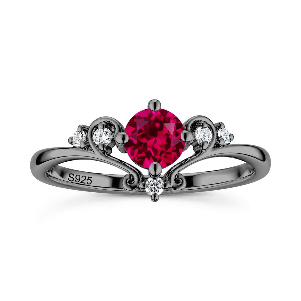 Vintage Round Cut Sapphire Swirl Vine Ring - LUO Jewelry #gemstone_Ruby