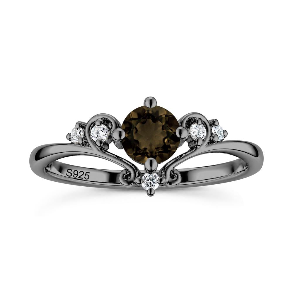 Vintage Round Cut Sapphire Swirl Vine Ring - LUO Jewelry #gemstone_Smoky Quartz