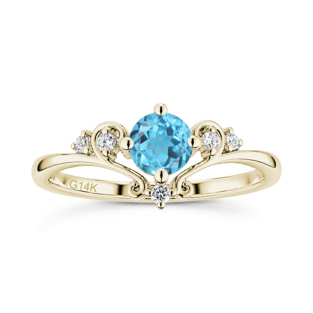 Vintage Round Cut Sapphire Swirl Vine Ring - LUO Jewelry #gemstone_Swiss Blue Topaz