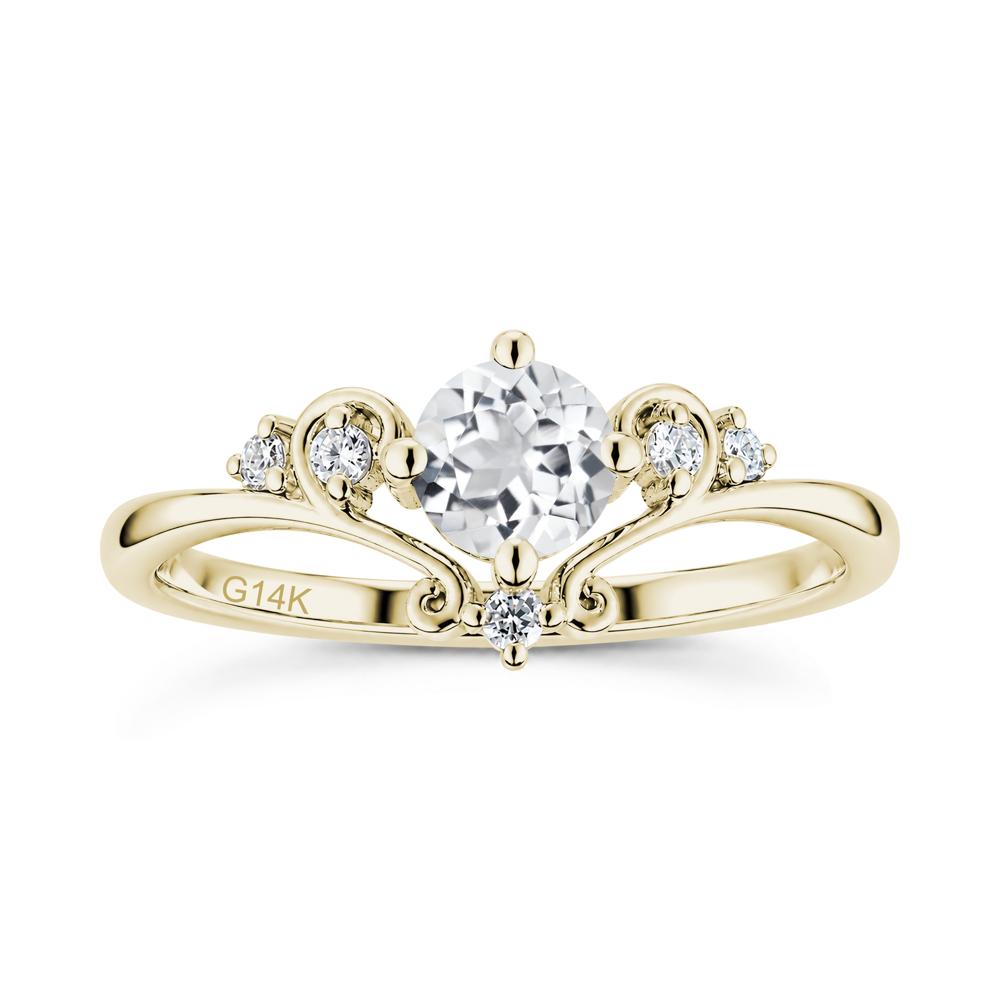 Vintage Round Cut Sapphire Swirl Vine Ring - LUO Jewelry #gemstone_White Topaz
