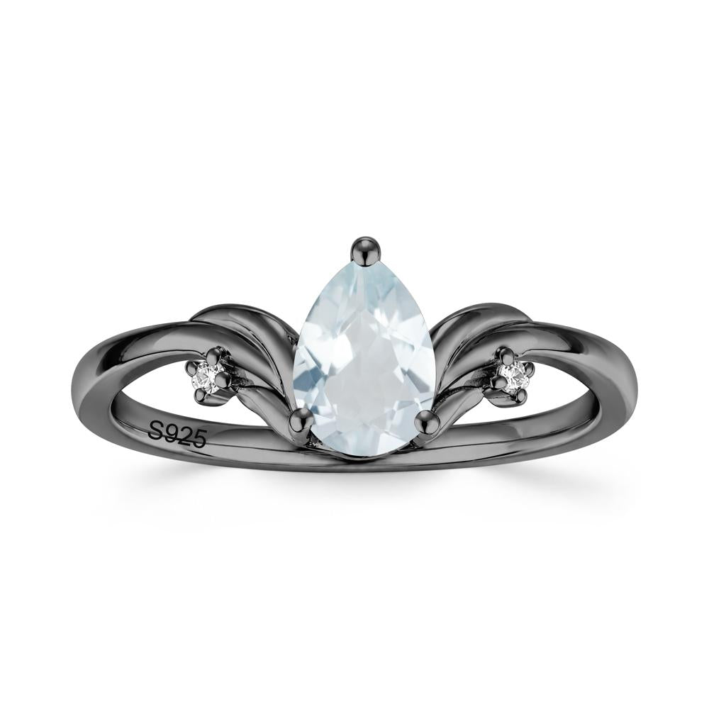 Minimalist Pear Cut Sapphire Vine Ring - LUO Jewelry #gemstone_Aquamarine