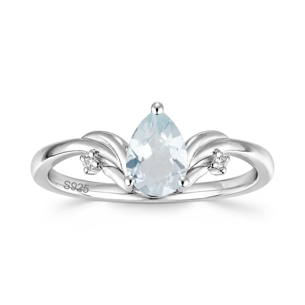 Minimalist Pear Cut Sapphire Vine Ring - LUO Jewelry #gemstone_Aquamarine
