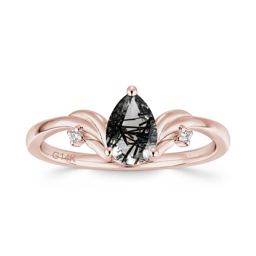 Minimalist Pear Cut Sapphire Vine Ring - LUO Jewelry #gemstone_Black Rutilated Quartz