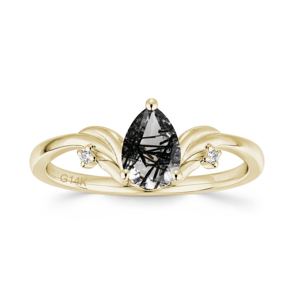 Minimalist Pear Cut Sapphire Vine Ring - LUO Jewelry #gemstone_Black Rutilated Quartz