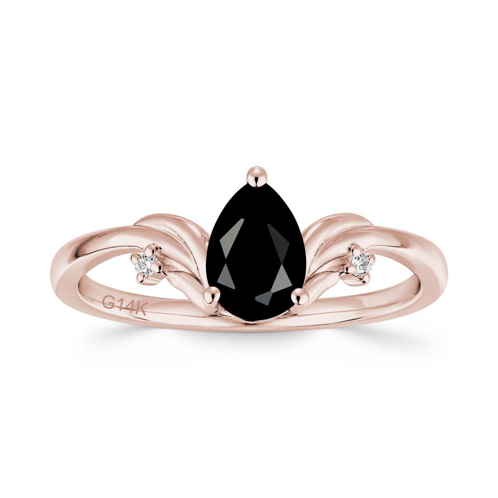Minimalist Pear Cut Sapphire Vine Ring - LUO Jewelry #gemstone_Black Spinel