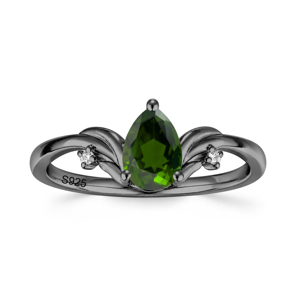 Minimalist Pear Cut Sapphire Vine Ring - LUO Jewelry #gemstone_Diopside