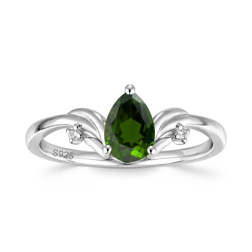 Minimalist Pear Cut Sapphire Vine Ring - LUO Jewelry #gemstone_Diopside