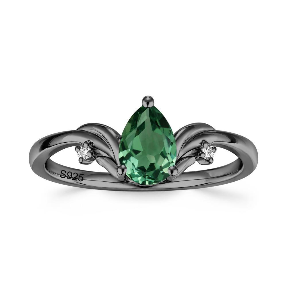 Minimalist Pear Cut Sapphire Vine Ring - LUO Jewelry #gemstone_Green Sapphire