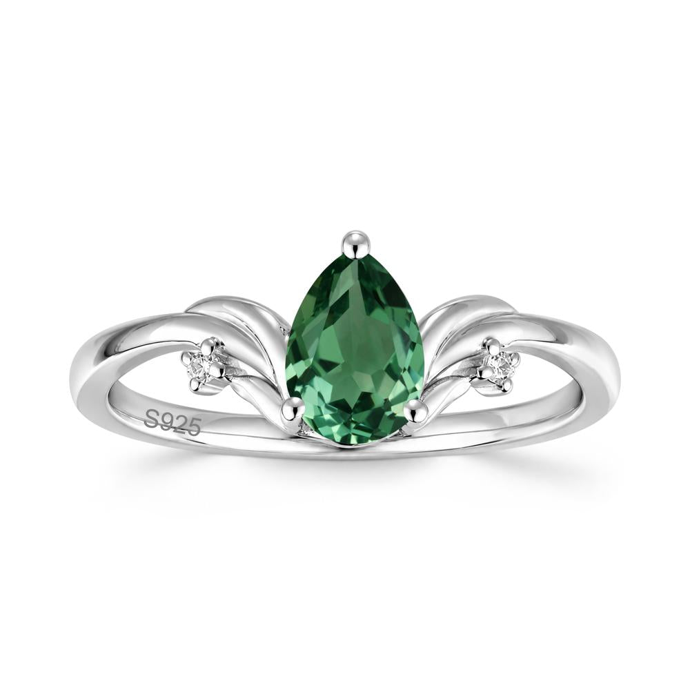 Minimalist Pear Cut Sapphire Vine Ring - LUO Jewelry #gemstone_Green Sapphire