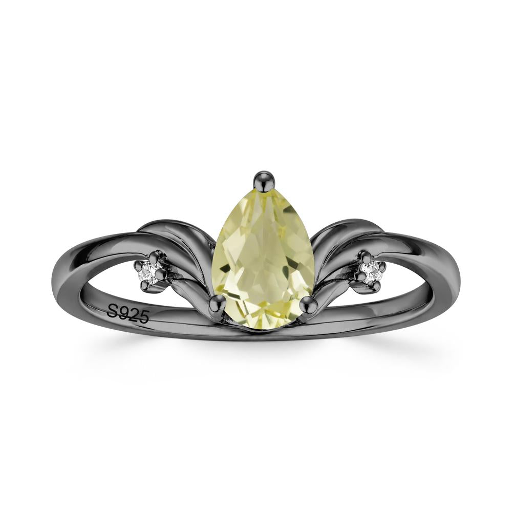 Minimalist Pear Cut Sapphire Vine Ring - LUO Jewelry #gemstone_Lemon Quartz