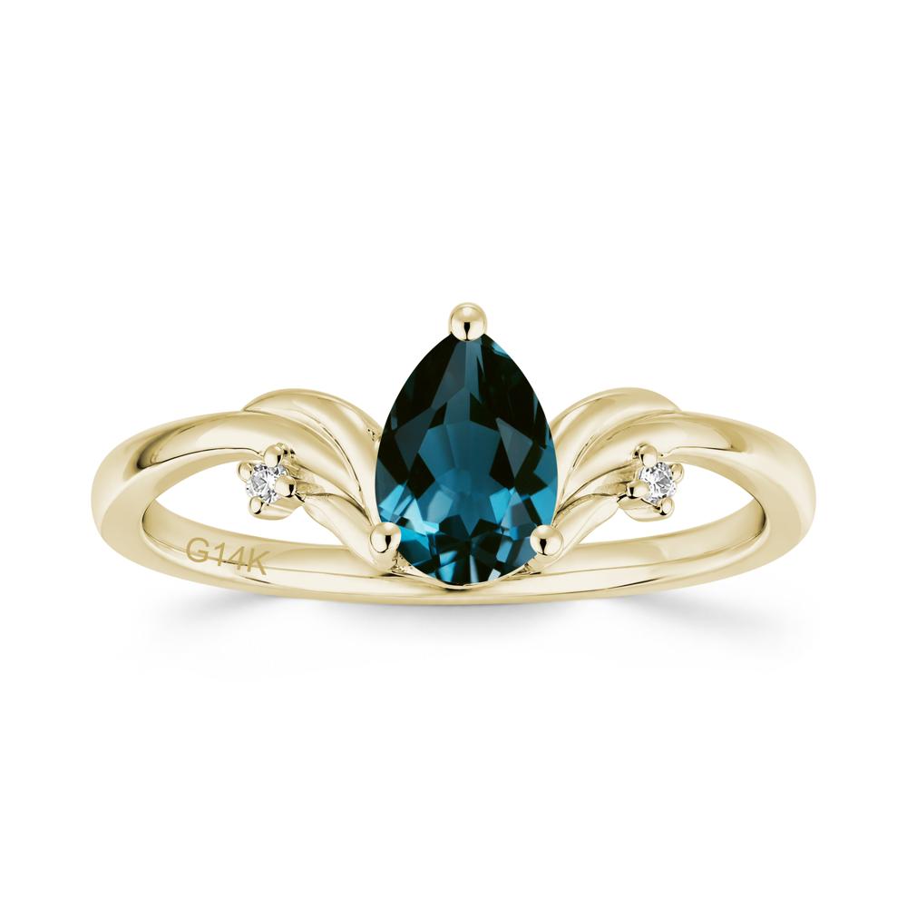 Minimalist Pear Cut Sapphire Vine Ring - LUO Jewelry #gemstone_London Blue Topaz