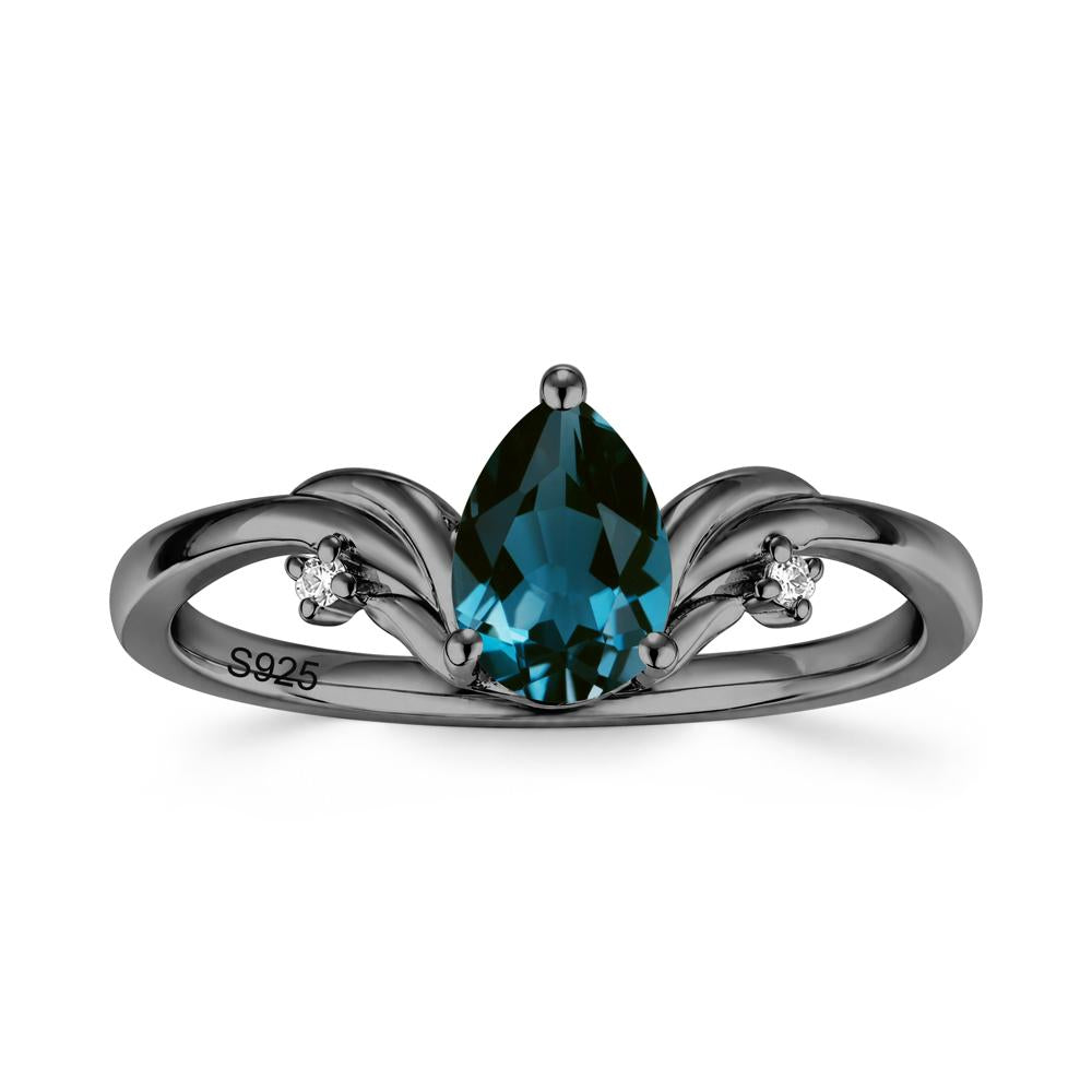 Minimalist Pear Cut Sapphire Vine Ring - LUO Jewelry #gemstone_London Blue Topaz