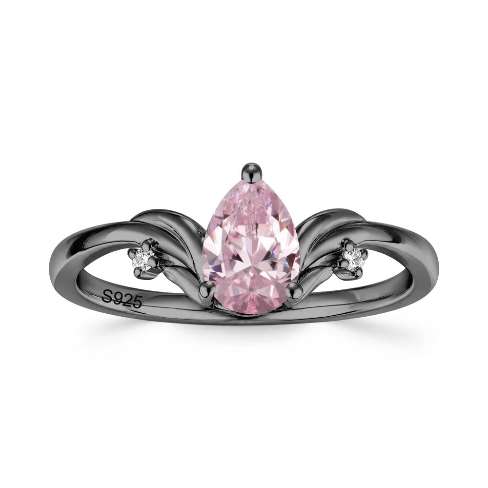 Minimalist Pear Cut Sapphire Vine Ring - LUO Jewelry #gemstone_Pink Cubic Zirconia