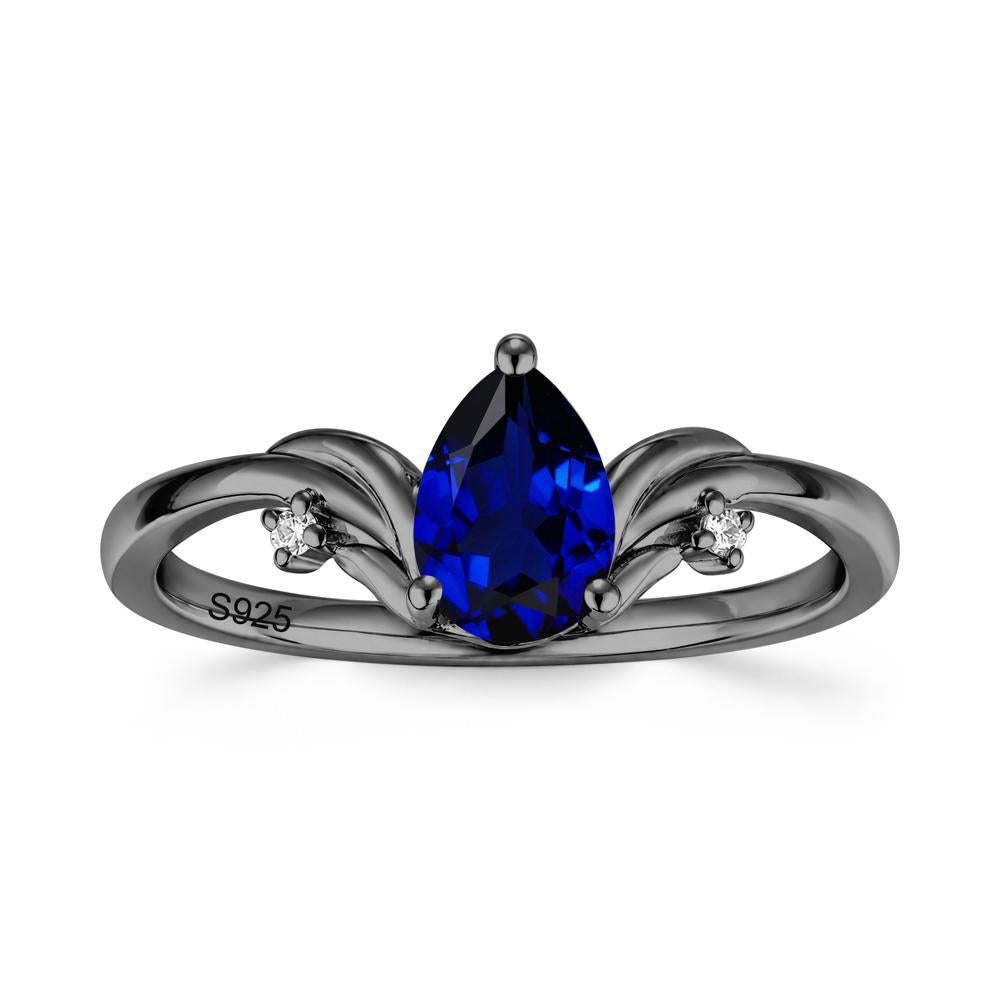 Minimalist Pear Cut Sapphire Vine Ring - LUO Jewelry #gemstone_Sapphire