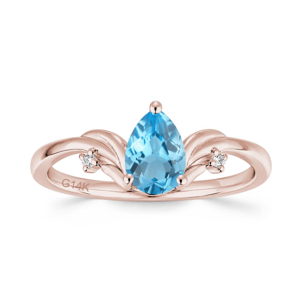 Minimalist Pear Cut Sapphire Vine Ring - LUO Jewelry #gemstone_Swiss Blue Topaz