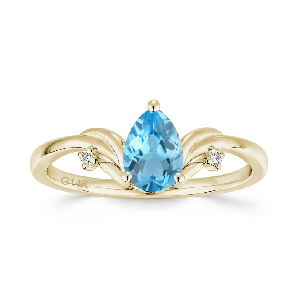 Minimalist Pear Cut Sapphire Vine Ring - LUO Jewelry #gemstone_Swiss Blue Topaz