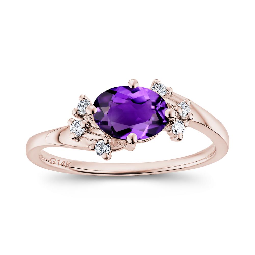 East West Oval Cut Emerald Cluster Ring - LUO Jewelry #gemstone_Amethyst