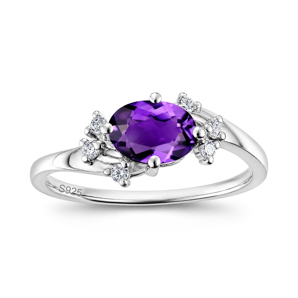 East West Oval Cut Emerald Cluster Ring - LUO Jewelry #gemstone_Amethyst