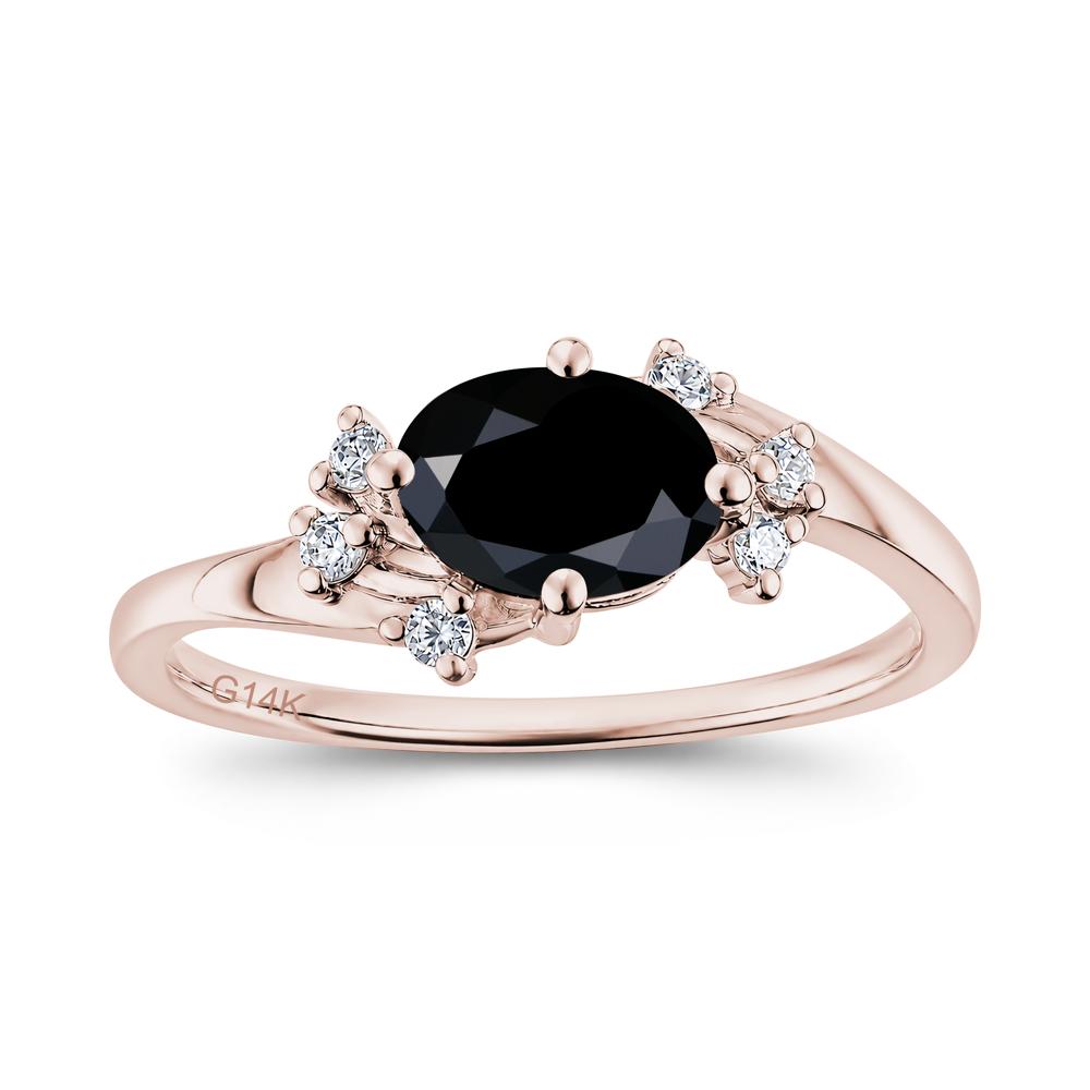 East West Oval Cut Emerald Cluster Ring - LUO Jewelry #gemstone_Black Spinel