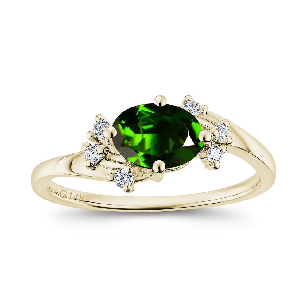 East West Oval Cut Emerald Cluster Ring - LUO Jewelry #gemstone_Diopside