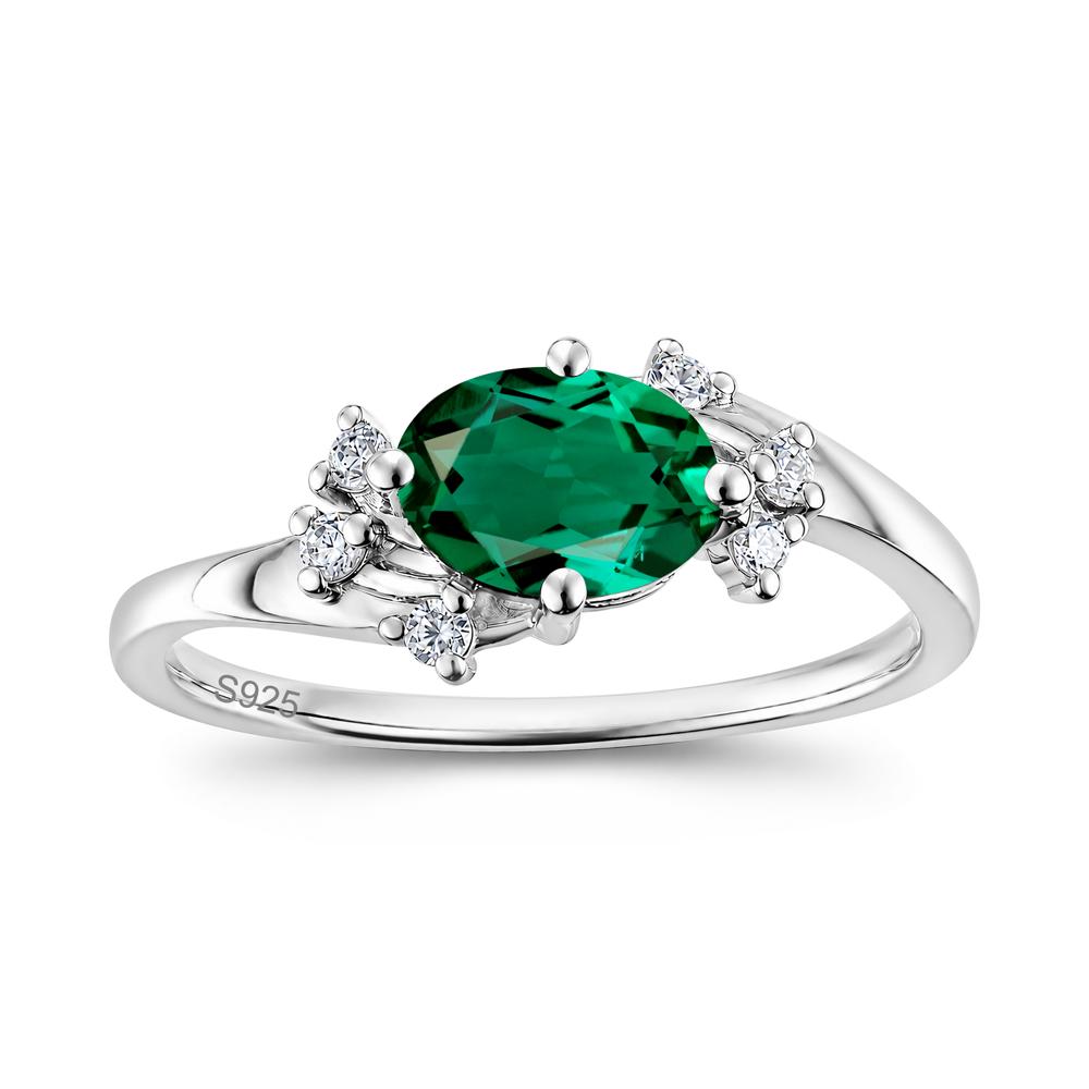 East West Oval Cut Emerald Cluster Ring - LUO Jewelry #gemstone_Emerald