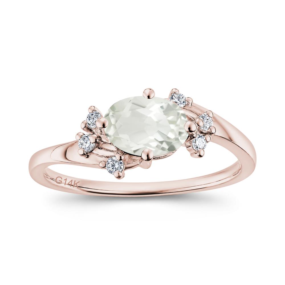 East West Oval Cut Emerald Cluster Ring - LUO Jewelry #gemstone_Green Amethyst