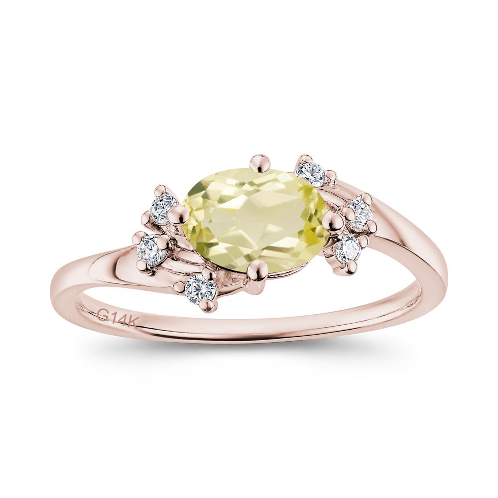 East West Oval Cut Emerald Cluster Ring - LUO Jewelry #gemstone_Lemon Quartz