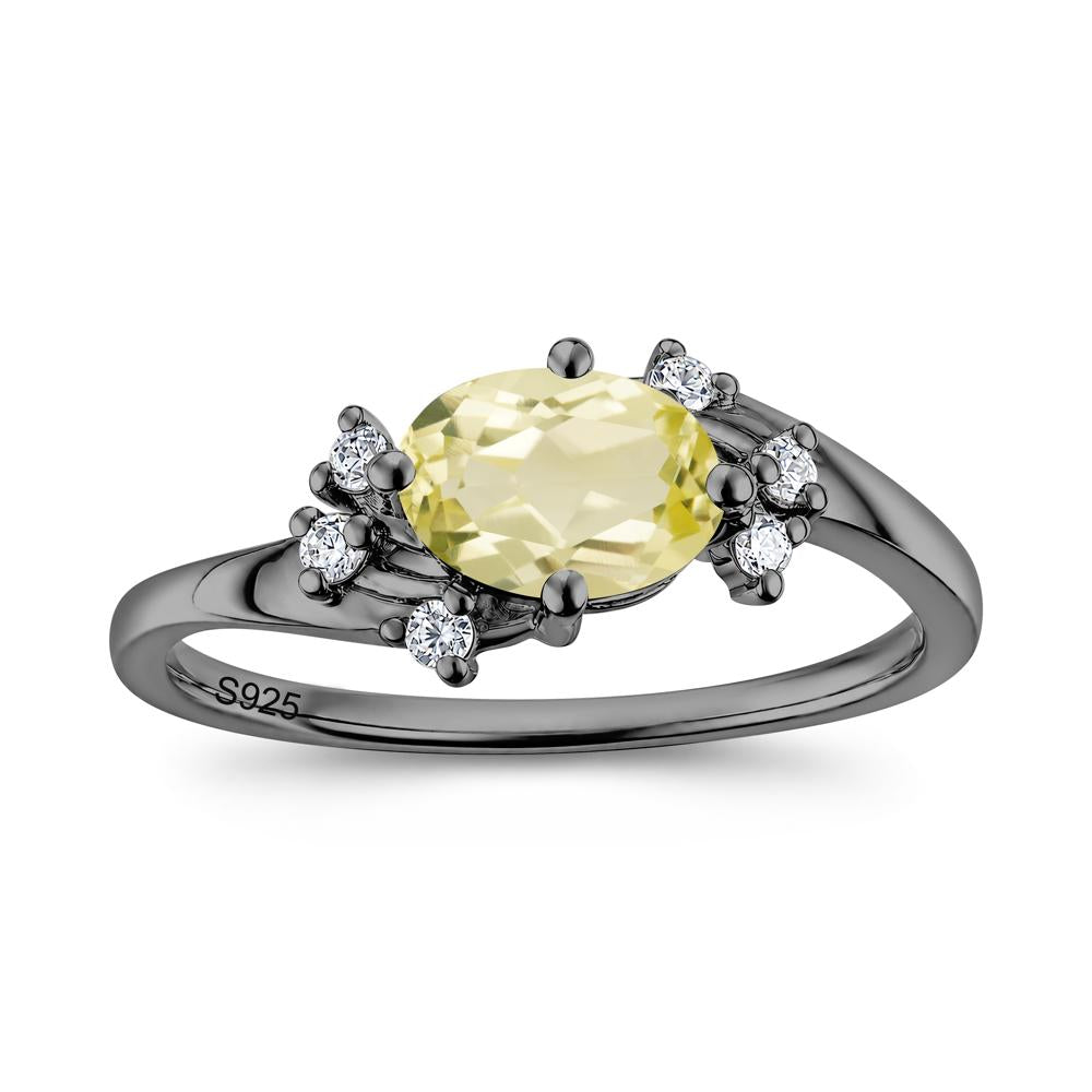 East West Oval Cut Emerald Cluster Ring - LUO Jewelry #gemstone_Lemon Quartz