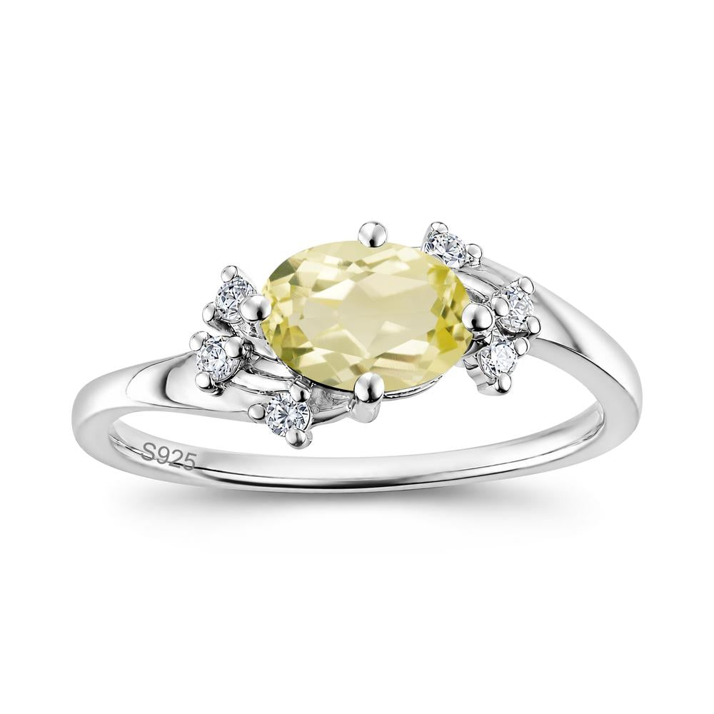 East West Oval Cut Emerald Cluster Ring - LUO Jewelry #gemstone_Lemon Quartz