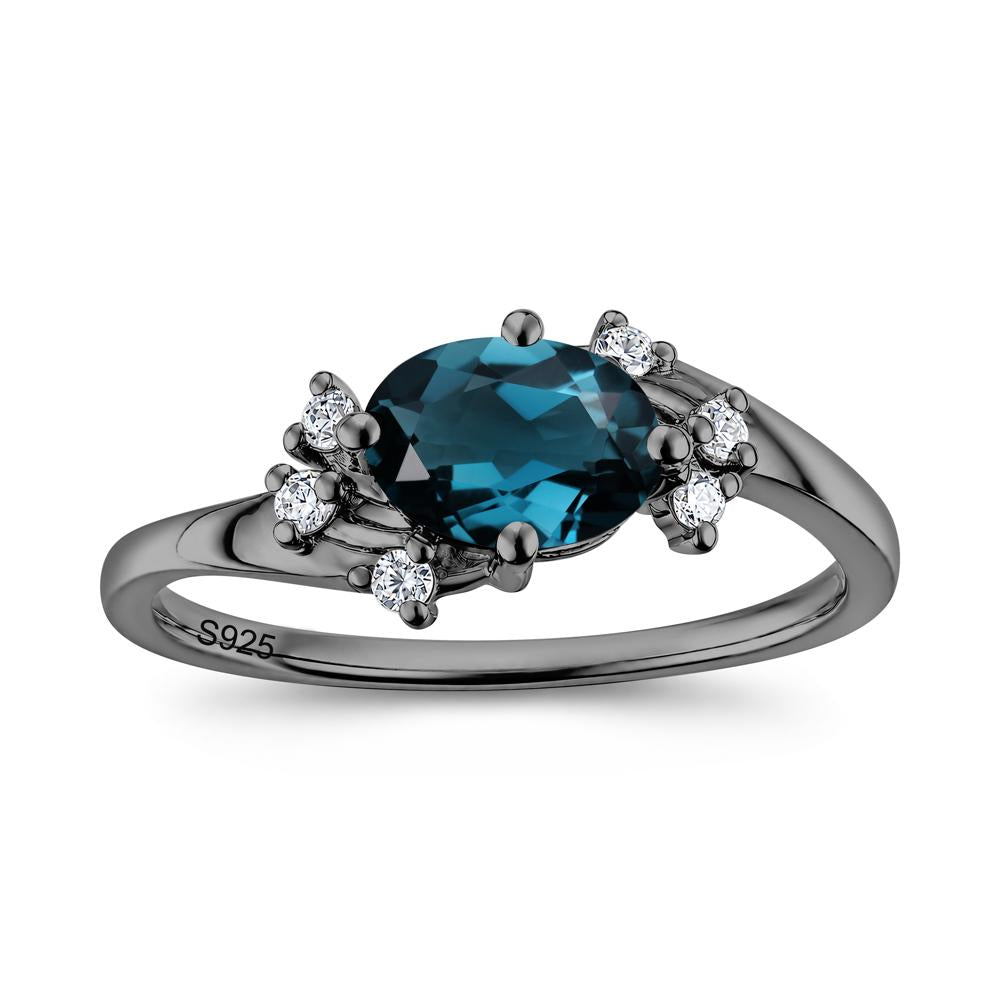 East West Oval Cut Emerald Cluster Ring - LUO Jewelry #gemstone_London Blue Topaz