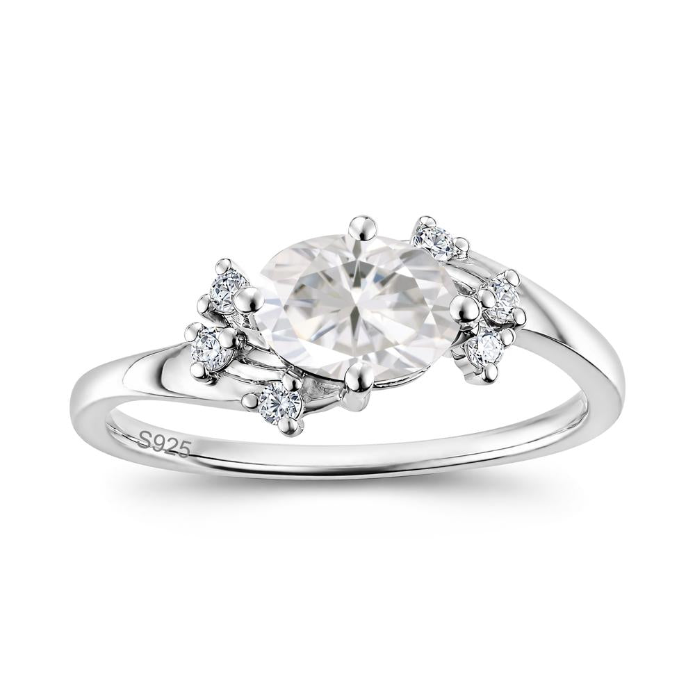 East West Oval Cut Emerald Cluster Ring - LUO Jewelry #gemstone_Moissanite