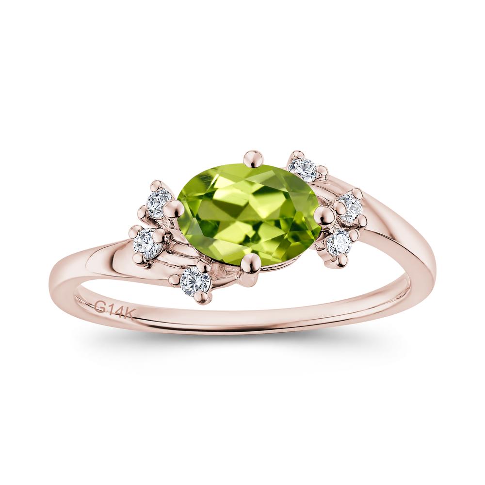 East West Oval Cut Emerald Cluster Ring - LUO Jewelry #gemstone_Peridot