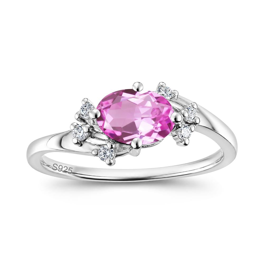 East West Oval Cut Emerald Cluster Ring - LUO Jewelry #gemstone_Pink Sapphire