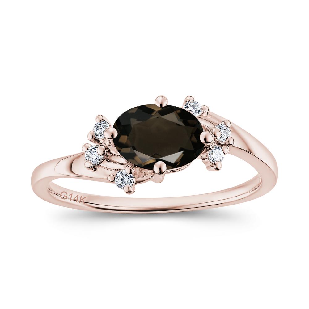 East West Oval Cut Emerald Cluster Ring - LUO Jewelry #gemstone_Smoky Quartz